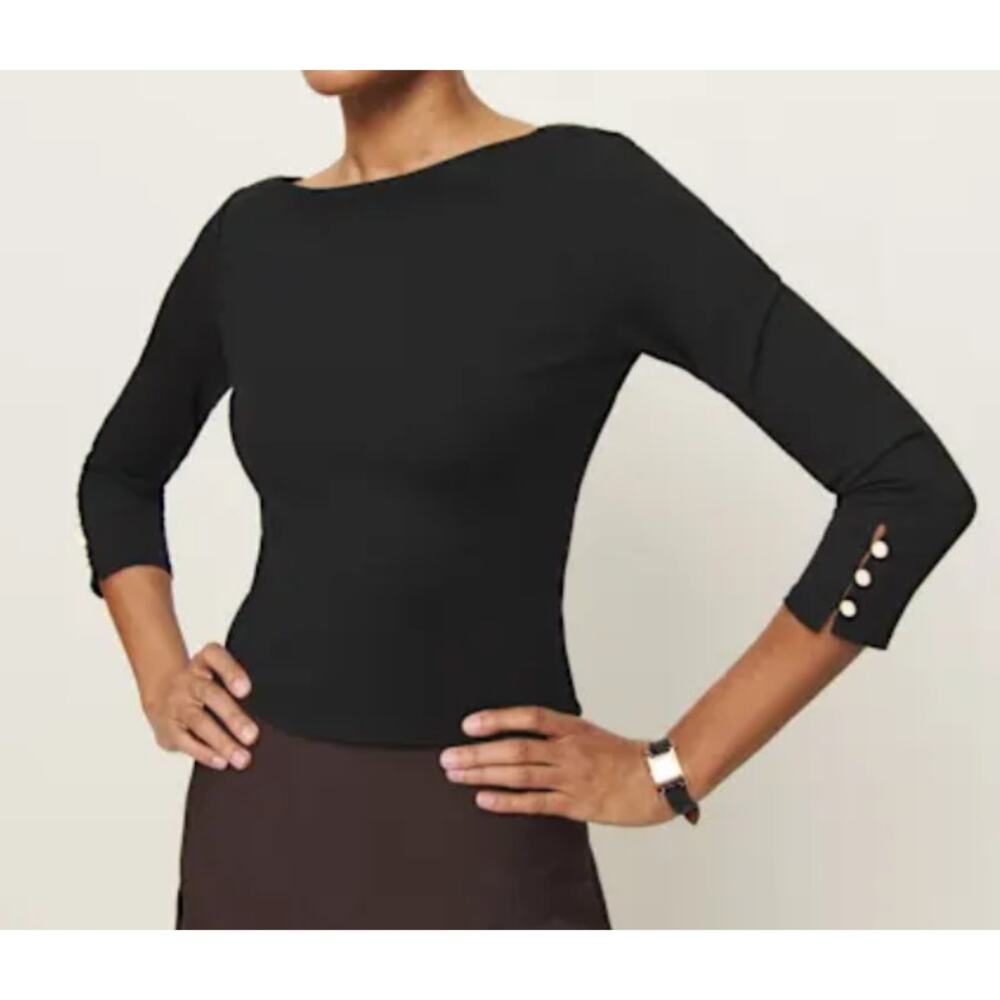 New Reformation Jalen Knit Top, Black Size Small